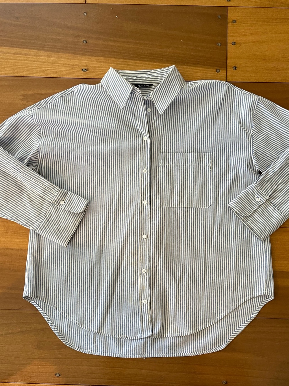 Zara Preppy Striped Button Front Shirt Women’s Large